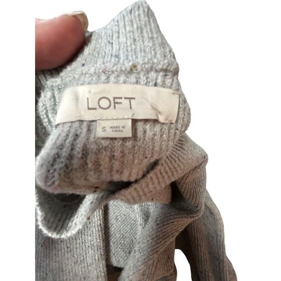 Loft Women's Size Small Confetti Knit Long Sleeve Sweater Dress Gray Tie Cuffs - Picture 9 of 12